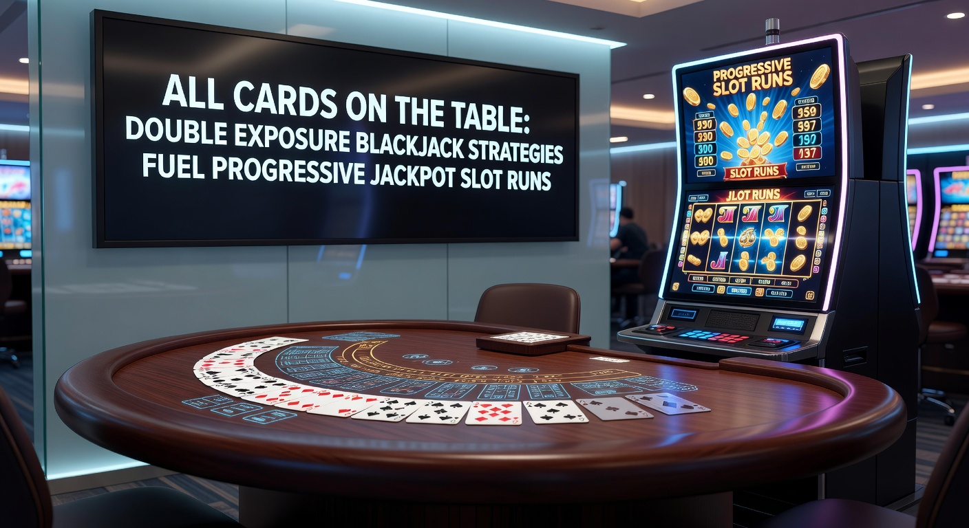 Progressive jackpot slot machine displaying a massive running payout, with blackjack strategy chart in foreground