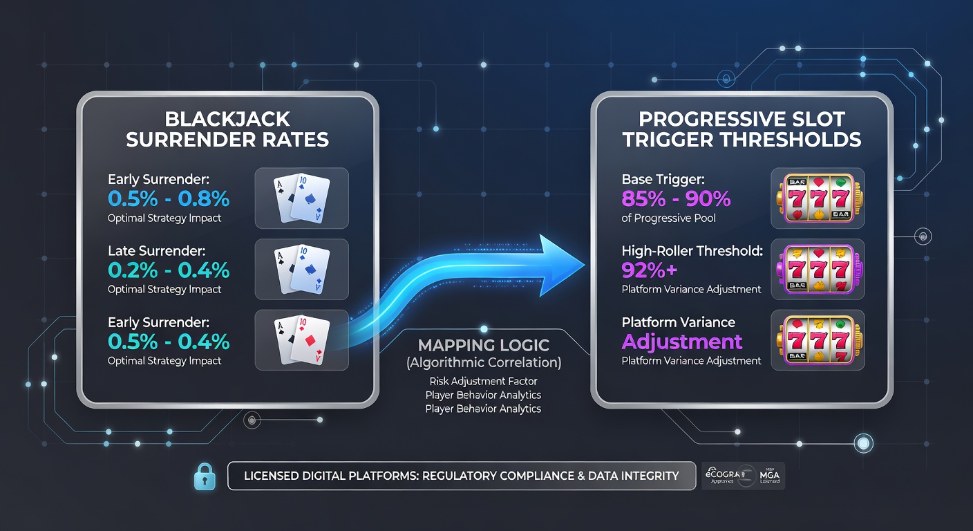 Data visualization charts displaying surrender rate percentages mapped to progressive jackpot trigger levels on digital casino dashboards