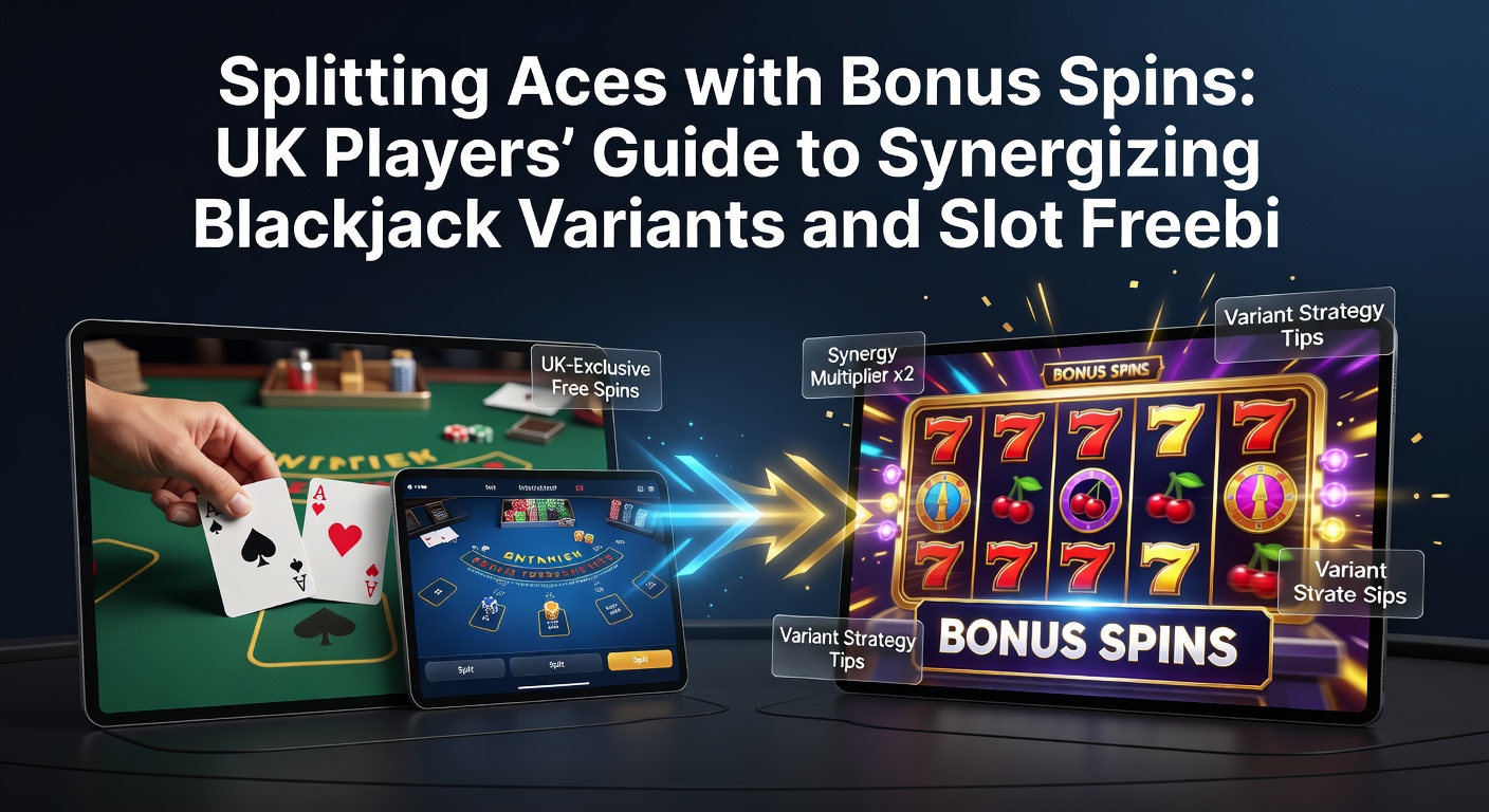 Dynamic split aces on a blackjack screen transitioning to exploding slot bonus spins, capturing the tactical blend UK players use for extended sessions